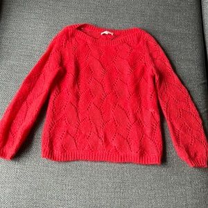 Sezane Red Crewneck Knit Sweater